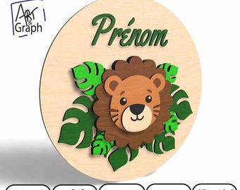Jungle theme children's plaque, Digital file for laser cutting, Svg dxf AI Eps for Glowforge laser engraved, xtool.