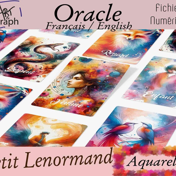 Cartes oracle Lenormand imprimable + Aquarelle Guide PDF