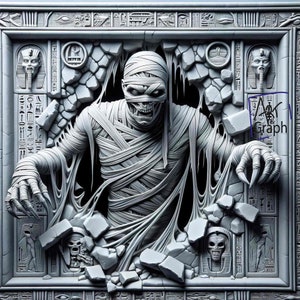 Image en relief à graver au laser  Graver PNG | Illusion 3D | Glowforge | Prêt pour le laser | Halloween | cimetière mort-vivant momie