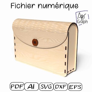 Sac à main bois Fichier numérique pochette mode sac en bois Svg dxf AI Eps Glowforge xtool gravé et découpe laser.