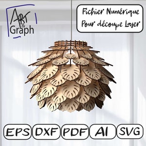 lustre luminaire décoration éclairage, Fichier numérique pour découpe laser, Svg dxf AI Eps pour Glowforge gravé au laser, découpe laser.