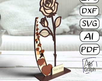 Rose Flower Gift Decoration, Digital File for Laser Cutting, Svg dxf AI Eps for Glowforge Laser Engraved, Xtool, Laser Cutter.