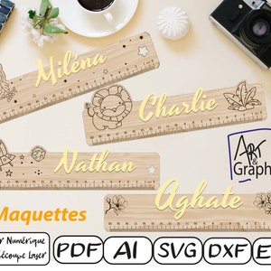 anpassbares 20cm Holzlineal, Digitale Datei zum Laserschneiden, Svg dxf AI Eps für Glowforge lasergraviert, Laserschneiden.