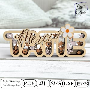 Tante kinderkamer cadeau decoratie, Lasergesneden digitaal bestand, Svg dxf AI Eps voor Glowforge laser gegraveerd, lasergesneden.