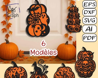 Lot of 6 digital files Halloween door signs, Digital file, Svg dxf AI Eps for Glowforge laser cutting. XTOOL
