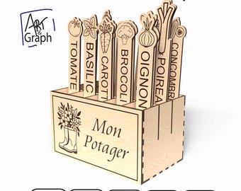 Garden label, Digital file for laser cutting, Svg dxf AI Eps for Glowforge laser engraved, Xtool, laser cutting.