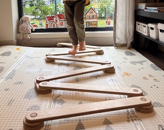 Wooden Balance Beam Set for Toddler, Montessori  Balance Board Toy for Kids,  Toddler Activity Board, Baby Play Gym, Gymnastic Set