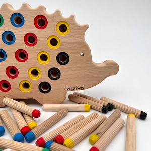 Kids Montessori Toys, Wooden Hedgehog with Pegs, 3 Years Old Gift, Sensory Toys, Educational Toys for Toddlers image 10