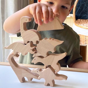 Wooden Dinosaur Animal Play Set | Educational Toys for Children | Open-Ended Toys for Toddlers | Montessori Toys| 1 Year Old Gift