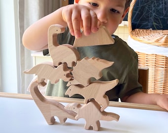 Wooden Dinosaur Animal Play Set | Educational Toys for Children | Open-Ended Toys for Toddlers | Montessori Toys| 1 Year Old Gift