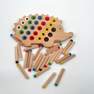Kids Montessori Toys, Wooden Hedgehog with Pegs, 3 Years Old Gift, Sensory Toys, Educational Toys for Toddlers image 6