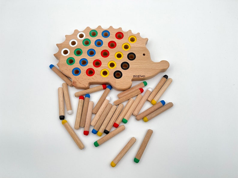 Kids Montessori Toys, Wooden Hedgehog with Pegs, 3 Years Old Gift, Sensory Toys, Educational Toys for Toddlers image 6