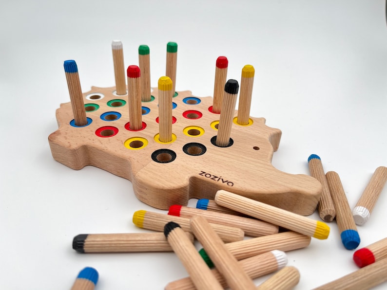 Kids Montessori Toys, Wooden Hedgehog with Pegs, 3 Years Old Gift, Sensory Toys, Educational Toys for Toddlers image 8