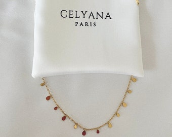 Collier en acier inoxydable doré pampilles gouttes ras de cou chaine billes pendentifs gouttes collier bijoux pour femme