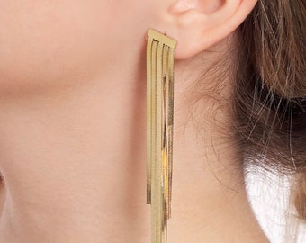 Boucles d'oreilles pendantes en acier inoxydable doré femme cadeaux