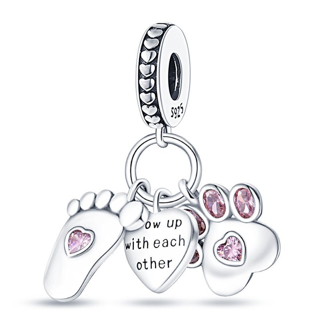 925 Sterling Silver Dog Paw Print Charm Bead - Antique Silver, Fits 3mm European Charm Bracelets - View #4