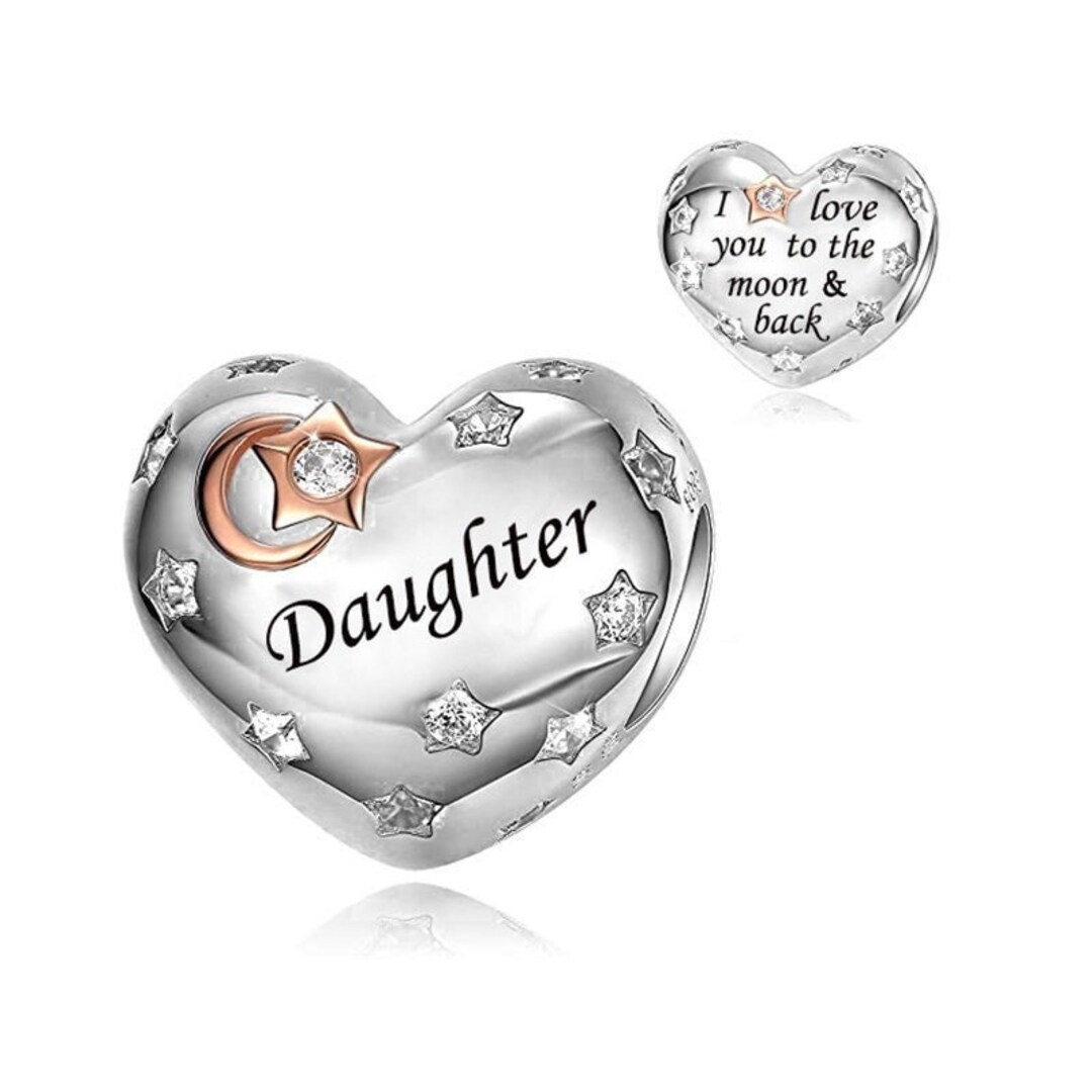Daughter Charm Bracelet Pandora Charm, Daughter I Love You to the Moon