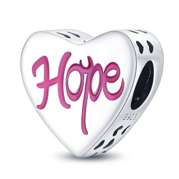 Love Hope Cancer Survivor Love Heart Charm Bracelet Compatible Pandora Fitting Charm Sterling Silver 925 Dangle Bead Mom Mum Sister Daughter