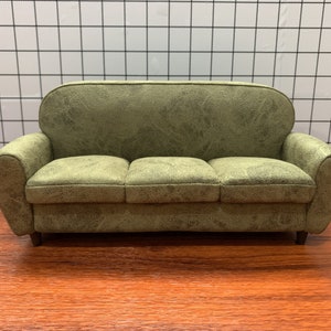 Handmade 1:6 scale vintage flannel miniature sofa, Toy Figure couch, Dollhouse sofa, Display furniture, High quality mini sofa for diorama.