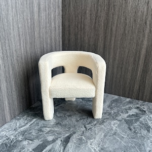 Customizable 1:6 Scale Beige linen Single Seater Sofa Chair for 12&quot;  Doll, Handmade Miniature Dollhouse Creative Chair, Gift for doll/her
