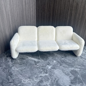 1:6 scale miniature off white fine plush cloth wilkes modular couch, Handmade dollhouse miniature chiclet sofa for 12" dolls, Doll furniture