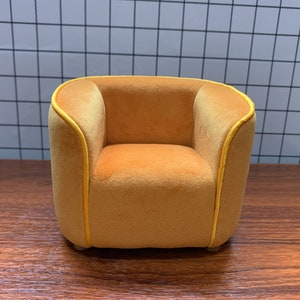 Minimalist couch, 1:6 Miniature sofa, Mini Dutch fleece couch, Dollhouse sofa, Orange single seat sofa chair, Gift for her, Doll Furniture