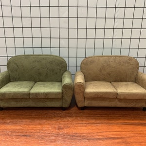 Handmade Sofa Model, 1:6 scale Miniature vintage fleece sofa for 12" dolls, Dollhouse Living Room Loveseat Sofa, Display Doll Furniture
