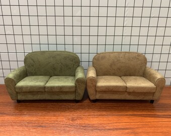 Handmade Sofa Model, 1:6 scale Miniature vintage fleece sofa for 12&quot; dolls, Dollhouse Living Room Loveseat Sofa, Display Doll Furniture