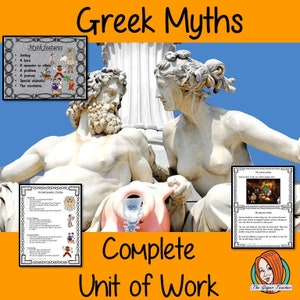 GREEK MYTHS UNIT of Lessons. Complete Unit full lessons resources, presentations and plans.
