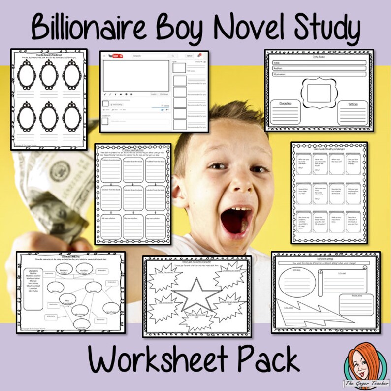 BILLIONAIRE BOY BOOK Study. Book Work Pack Printable for Home School or ...