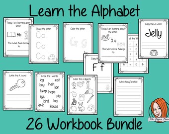 Alphabet Workbook Bundle Classroom Teaching Resources Home School EYFS Early Learning Teaching ABC Printable Books Worksheets Writing Letter