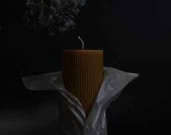 Large Beeswax Ribbed Candle 50H + | Pillar Candle | Table Candle | Event Candles