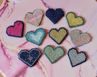 Cross-Stitch Heart Patches