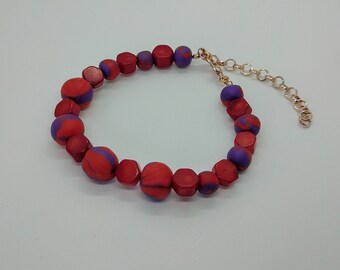 Red & Purple Polymer Beads Bracelet