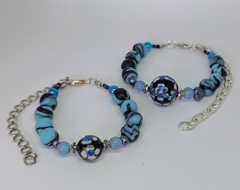 Black & Blue Polymer Beaded Bracelets