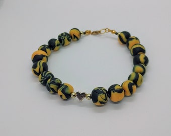 Black & Yellow Polymer Beads Bracelet