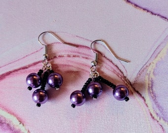 Dangly Purple Balls Earrings