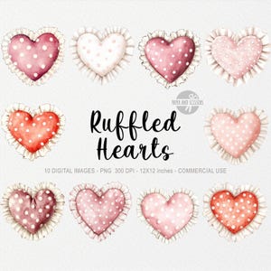 10 Valentijnsdag gegolfd hart ClipArts, Moederdag PNG, coquette sublimatie decor, afdrukbare harten, VDay, februari liefde, aquarel kunst