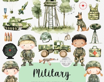 70 Militär ClipArt, Aquarell Bilder, Armee Kinderzimmer, Trooper, Geburtstagsparty Einladungen & Dekor, sofortiger Download, kommerzielle Nutzung