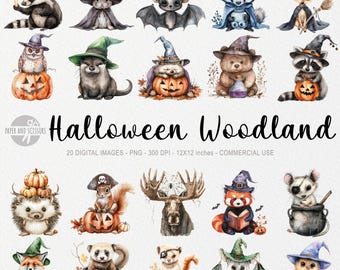 20 Halloween Woodland Animal ClipArts PNG, Cute Halloween Decor, Fall Nursery, Autumn Cuties, Peeking Animals, Baby Shower, Scary Stickers