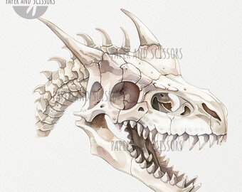 ドラゴンの頭蓋骨10個のクリップアート、ハロウィーンPNG、不気味な