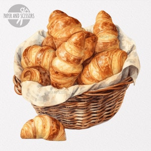20 Croissant ClipArt, Croissant PNG, Watercolor Croissant illustration, Breakfast PNG, Food ClipArt, Dessert PNG, Cornetto, Bakery, Brunch image 4