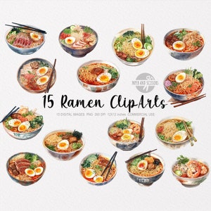 15 Ramen ClipArt, Ramen PNG, Ramen illustration, Watercolor Ramen, Ramen ClipArt, Tonkotsu Ramen, Japanese Cuisine Clipart, Japanese Food