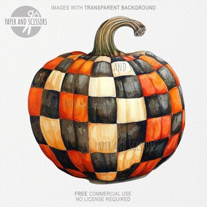 10 Checkboard Pumpkin Cliparts, Thanksgiving, Fall Design PNG, Cosy ...