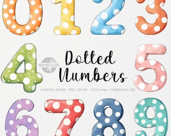 May include: A collection of ten colorful, dotted numbers, each with a unique hue and white polka dots. The numbers are in various colors, including orange, yellow, blue, and green. The text "Dotted Numbers" is also present.
