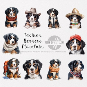 Mode Berner Sennenhund Clipart, Berner Hund PNG, Berner Berg Illustration, Hund Clipart, Hund PNG, Hund Aquarell, Hund Wandkunst