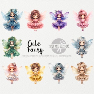 10 Cute Baby Fairy Aquarel Clipart, Fairy PNG, Fairies illustratie, Kids Wall Art, Nursery Decor, Baby Shower Clipart, Baby girl Art