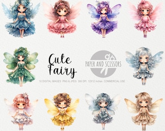 10 Cute Baby Fairy Watercolor Clipart, Fairy PNG, Fairies illustration, Kids Wall Art, Nursery Decor, Baby Shower Clipart, Baby girl Art