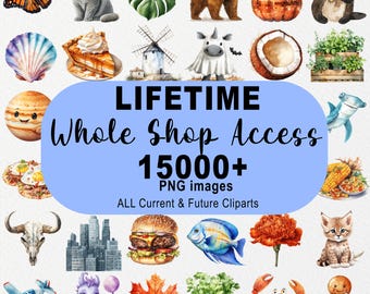 15 000 + PNG-Clipart-Bilder, unbegrenzter lebenslanger Zugang zum gesamten Shop, Mega Bundle, alle aktuellen und zukünftigen Designs, sofortiger Download, kommerzielle Nutzung