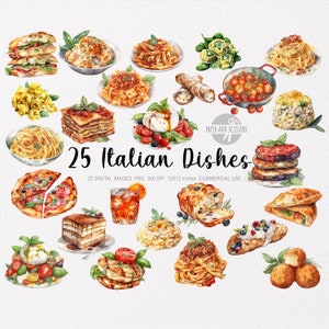 25 Italian Dishes ClipArt, Italian Food PNG, Italian Food illustration, Italian Food, Pizza and Pasta PNG, Food ClipArt, Food illustration